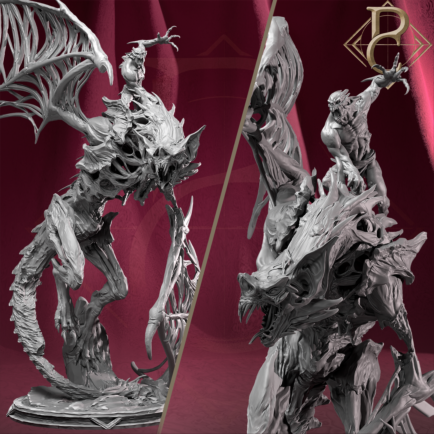 Resin-Tabletop-Figur "Zombie Dragon" im Maßstab 28/32 mm, detailreich gestaltet für Miniatur- und Strategiespiele.