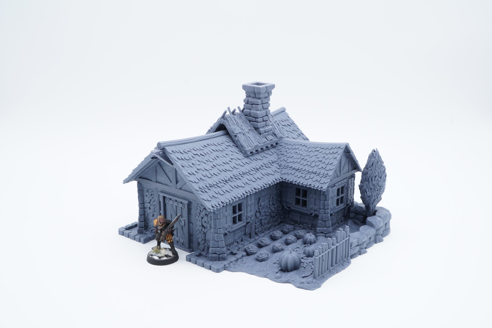 3D-gedrucktes Kürbisfarm-Häuschen (Pumpkin Cottage) aus FDA-zertifiziertem PLA, im Stecksystem, passend für Tabletop-Spiele in 28/32 mm