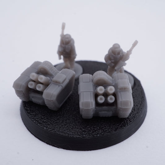 Resin-Tabletop-Miniaturen "Smol Lunar Auxilia Longsword Batteries" im Maßstab 6/8mm, detailreich gestaltet für Miniatur- und Strategiespiele.