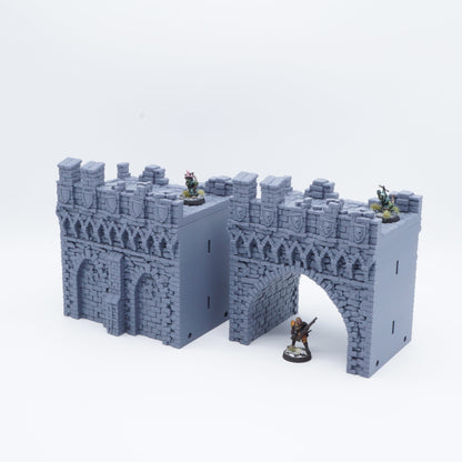 3D-gedruckte, modulare Mauer (Wall) in 5,25 Zoll / 6 Zoll aus FDA-zertifiziertem PLA, auch als Bogen-Version erhältlich, passend für Tabletop-Spiele in 28/32 mm.