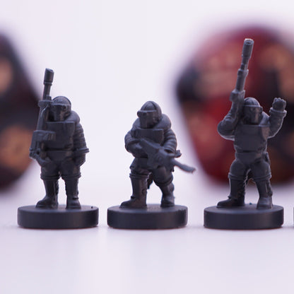 Resin-Tabletop-Miniaturen "Smol Lunar Auxilia Laseris" im Maßstab 6/8mm, detailreich gestaltet für Miniatur- und Strategiespiele.