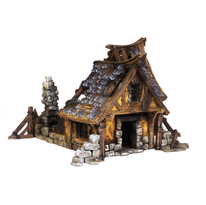 3D-gedruckte Haus-Ruine mit Kamin aus FDA-zertifiziertem PLA, im Stecksystem, passend für Tabletop-Spiele in 28/32 mm