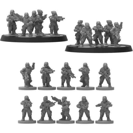 Resin-Tabletop-Figuren "Smol Heckghost Advanced Infantry" im Maßstab 6/8mm, detailreich gestaltet für Miniatur- und Strategiespiele.