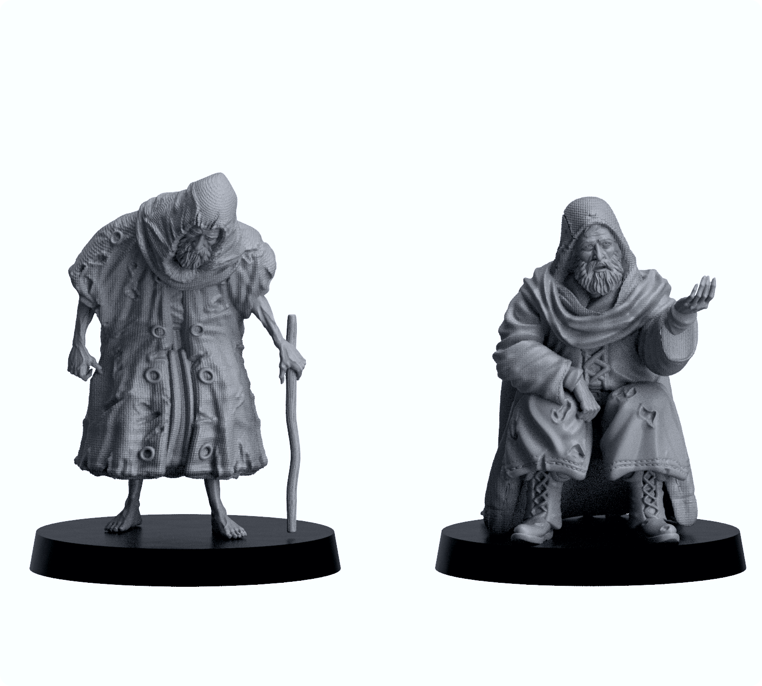 Resin-Tabletop-Figuren "Beggar" im Maßstab 28/32 mm, detailreich gestaltet für Miniatur- und Strategiespiele