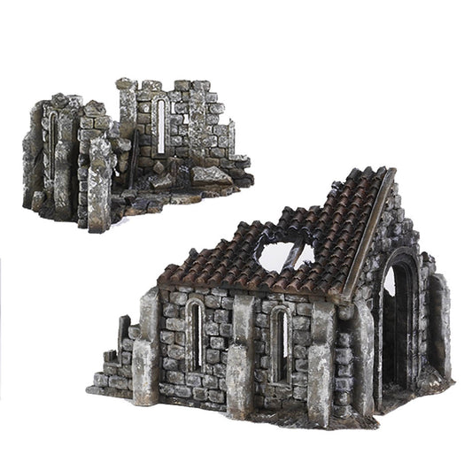 3D-gedruckte, modulare Ruinenkirche (Ruined Church) aus FDA-zertifiziertem PLA, passend für Tabletop-Spiele in 28/32 mm