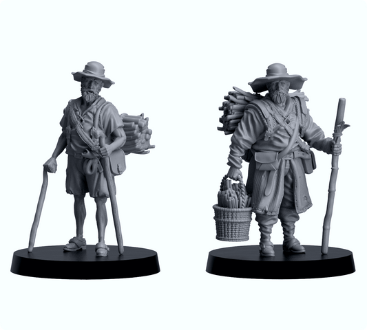 Resin-Tabletop-Figuren "Farmer" im Maßstab 28/32 mm, detailreich gestaltet für Miniatur- und Strategiespiele