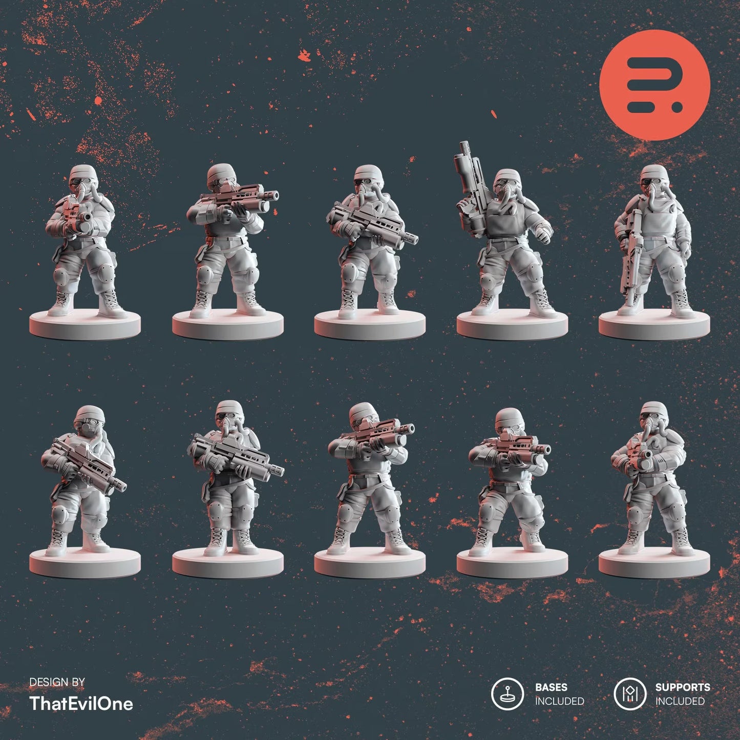 Resin-Tabletop-Figuren "Smol Heckghost Assault Infantry" im Maßstab 6/8mm, detailreich gestaltet für Miniatur- und Strategiespiele