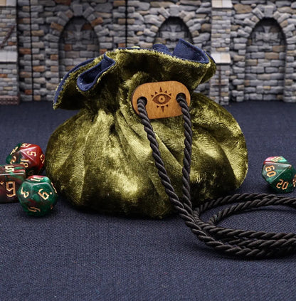 Small dice bag hand-sewn from panne velvet