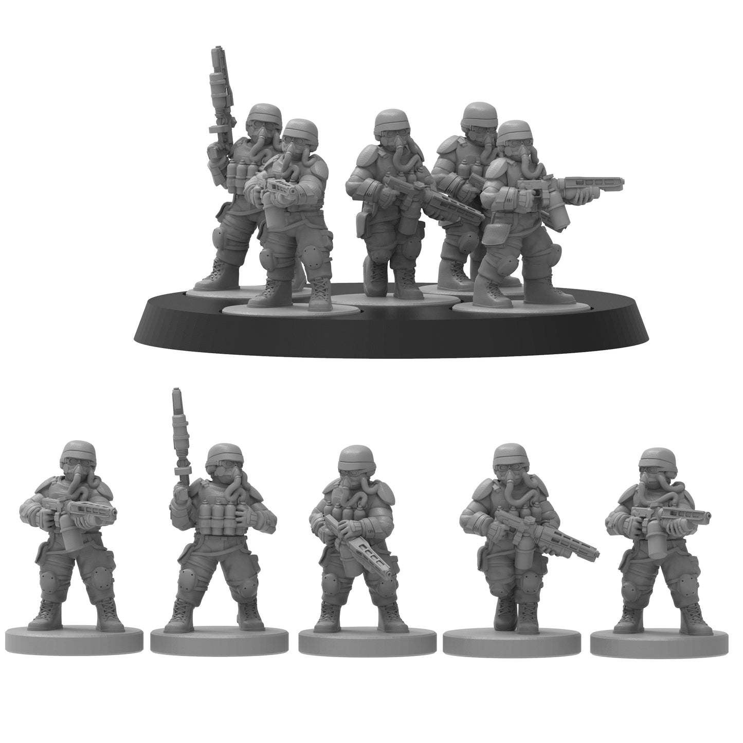 Resin-Tabletop-Miniaturen "Smol Heckghost Pyro Infantry" im Maßstab 6/8mm, detailreich gestaltet für Miniatur- und Strategiespiele.