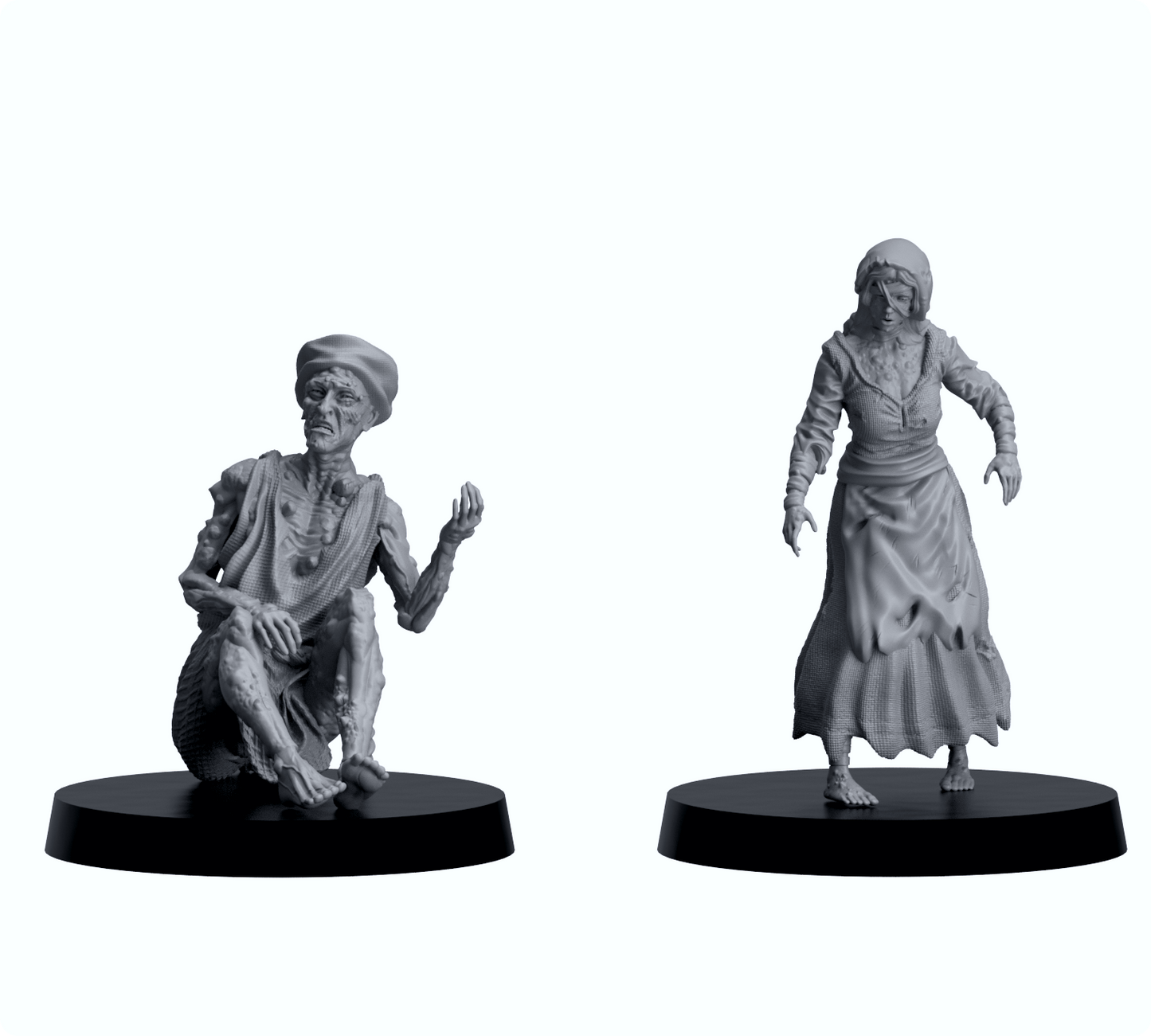 Resin-Tabletop-Figuren Pestkranke "Plague" im Maßstab 28/32 mm, detailreich gestaltet für Miniatur- und Strategiespiele