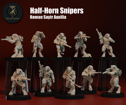 Resin-Tabletop-Figuren "Half-Horn Snipers" im Maßstab 28/32 mm, detailreich gestaltet für Miniatur- und Strategiespiele.